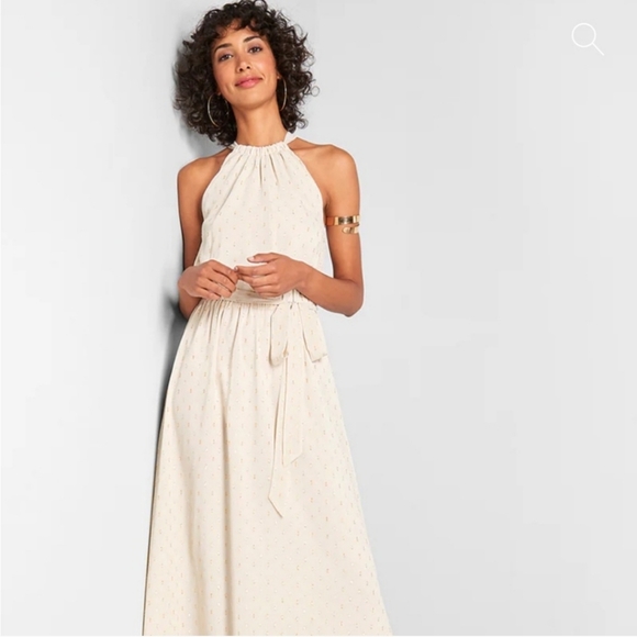 NWT Modcloth Illuminated Elegance Chiffon Halter Maxi Dress, Size L - Picture 3 of 16